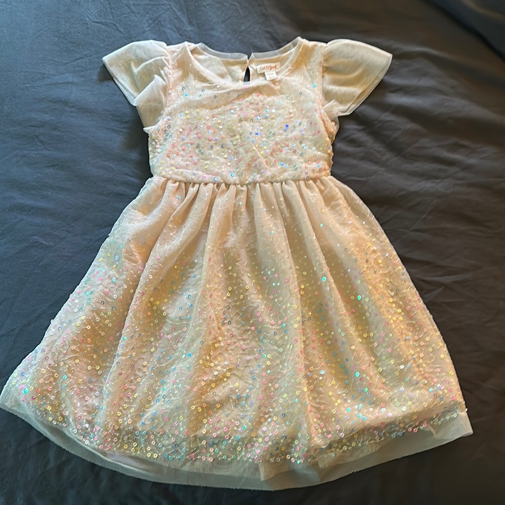 Cat & Jack pink sequin dress sz M 7/8